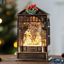 Musical Christmas Snow Globe W/ Angels  Nativity Scene Decorative Lantern New