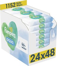 Image of Pampers Harmonie Aqua Baby Wipes 24 Packs of 48 Wipes 1152 Baby Wet Wipes