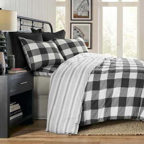 LEVTEX HOME Camden Black Cotton King/Cal King Duvet Cover Set - Picture 2 of 3