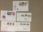 Five Finland fdc with multiple stamps:RED CROSS,FIGHT TB,SS,