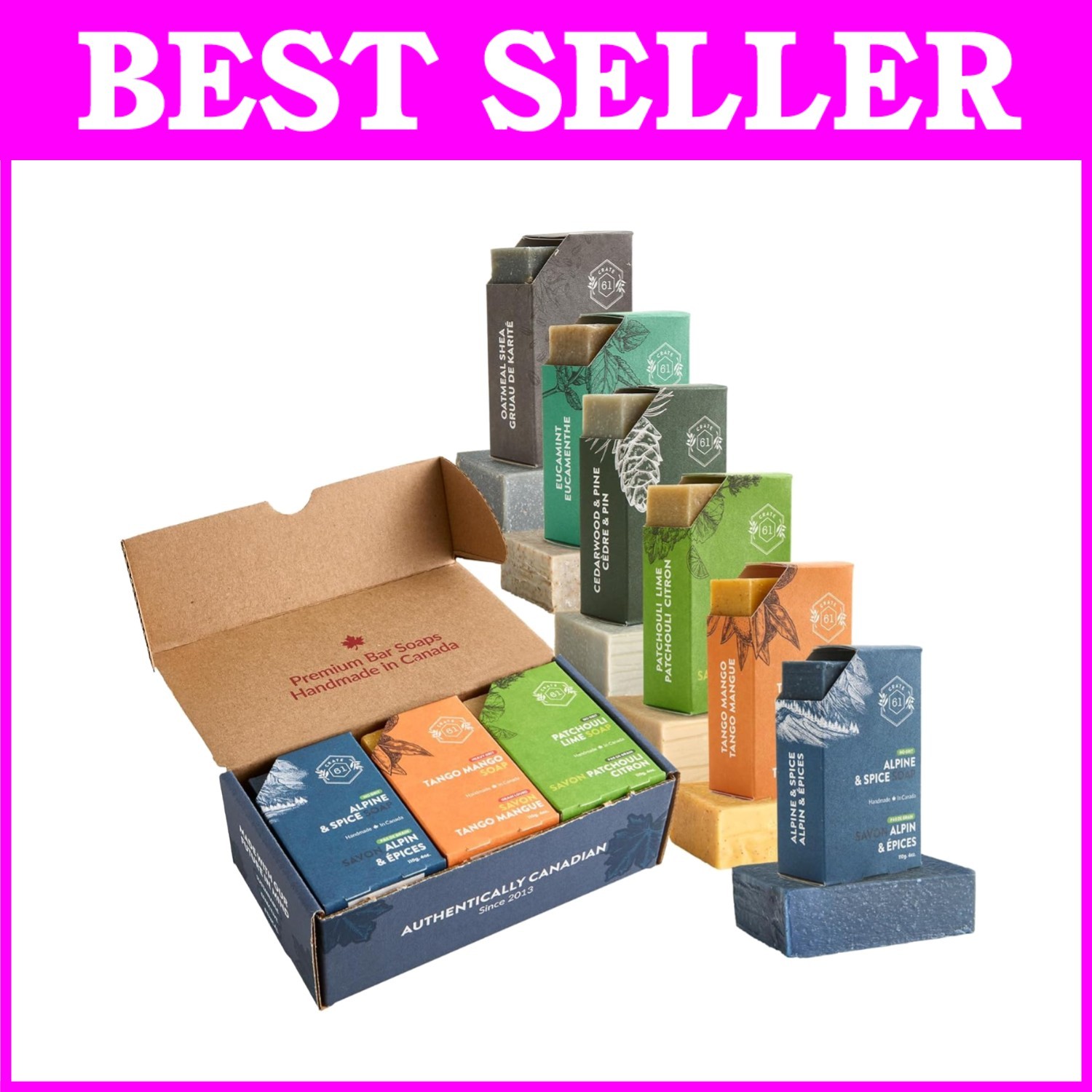 All Natural Essential Oil Soap Bars, Pack of 6