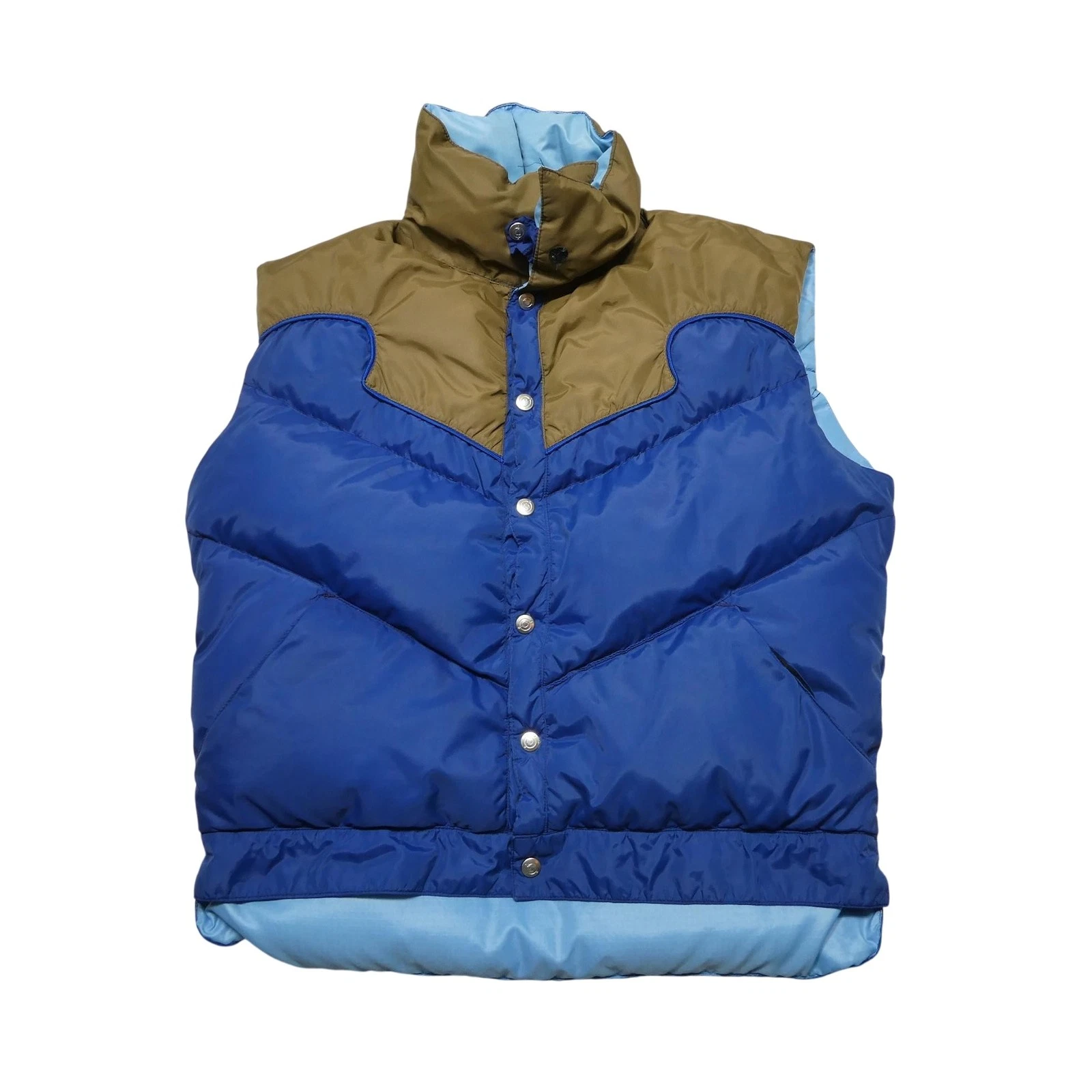 Vintage Obermeyer Vest Mens XL Blue Puffer Snap Western Yoke Ski USA Outdoor