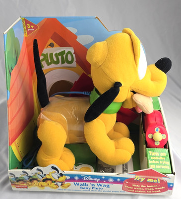 2000 Disney Walk And Wag Baby Pluto Pull Toy Vintage 22918 New in Box
