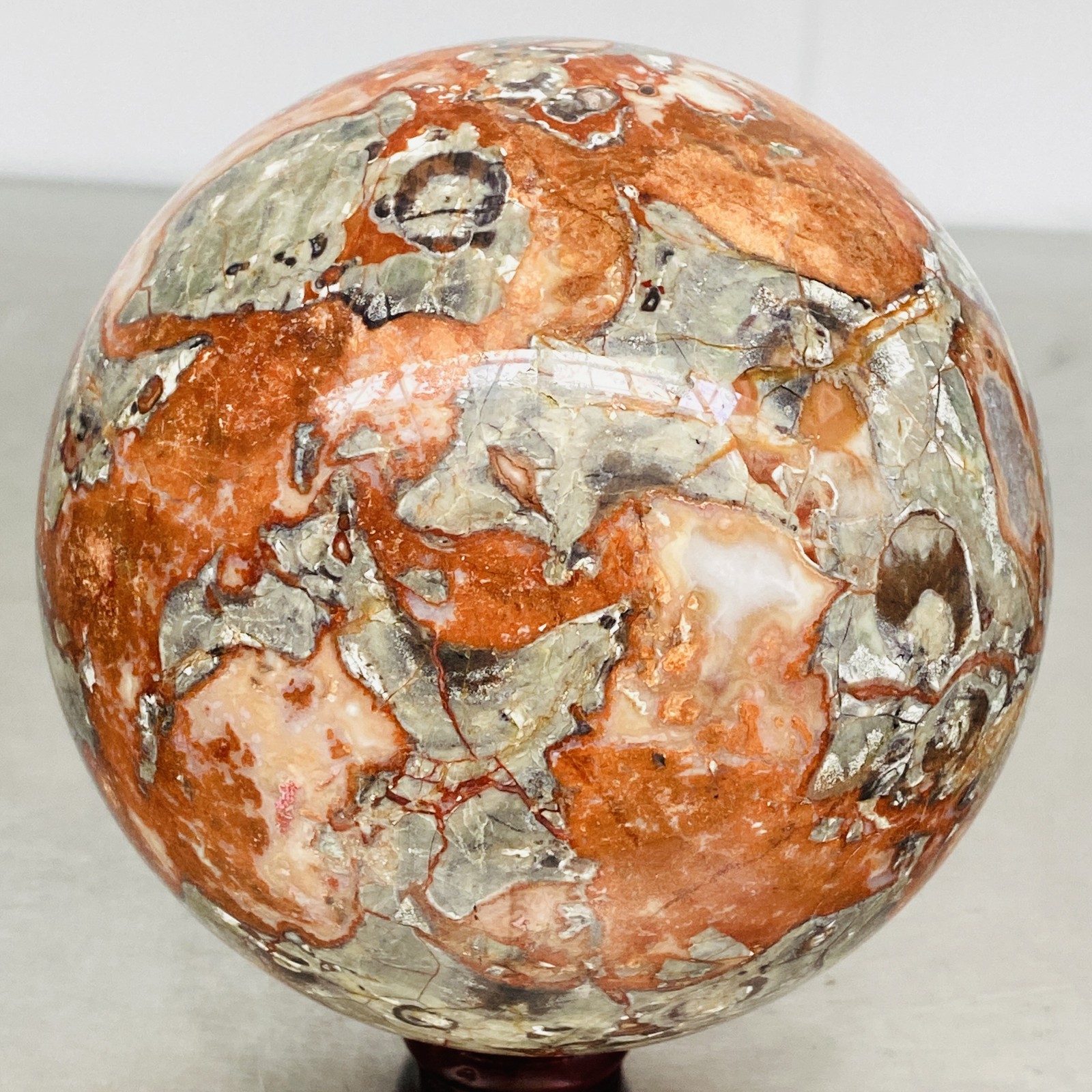 Natural Money agate Crystal Sphere Ball healing 2760G