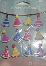 Jolees Party Hats 12pcs CABOCHONS Scrapbooking Stickers