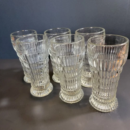 Set Of 6 Retro Vintage Jeanette Glass Company Clear Glass Soda/ice Cream...