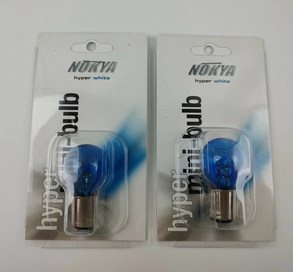 Lote de 2 mini lâmpadas Nokya 1157 hiper brancas sinal de volta/cauda/freio NOK5212 - Imagem 3 de 4