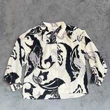 Salvatore Ferragamo White Printed Leaf Silk Casual Button Down Women's Size 26