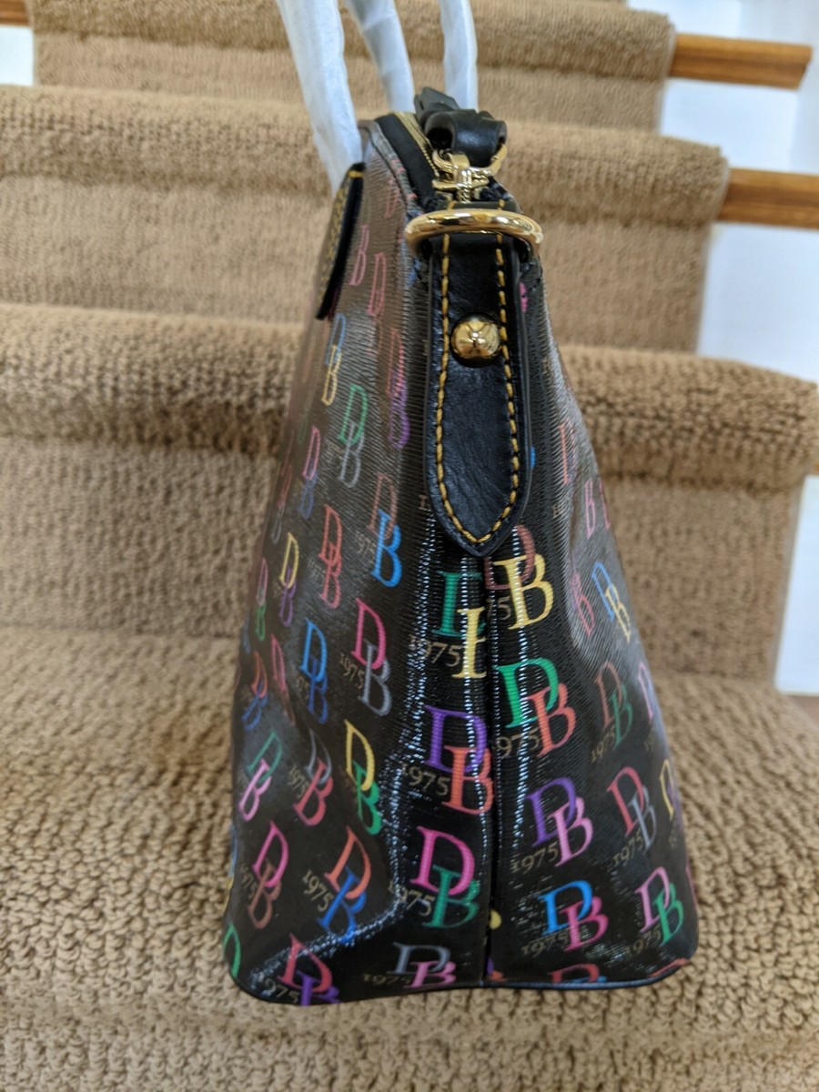 Dooney & Bourke Black Backpack with Multicolor DB Logo Print Plumeria Zip Pod Backpack – Dooney & Bourke main image 4
