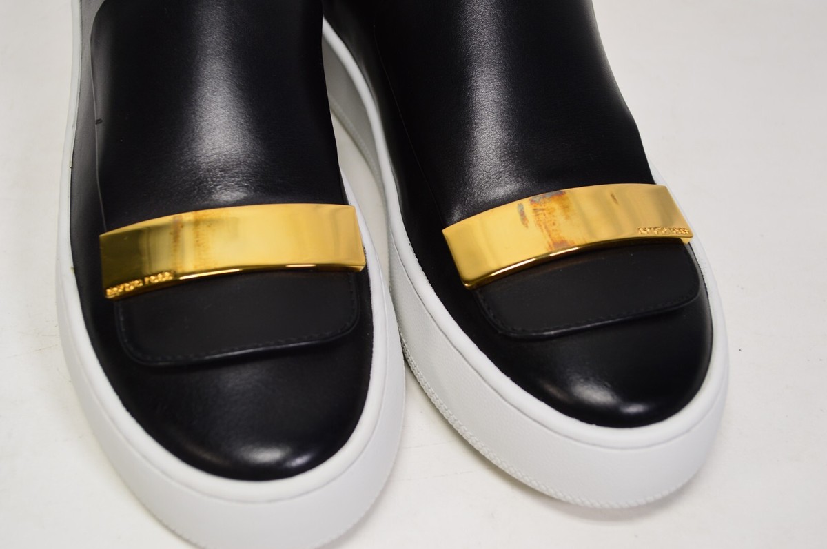 NEW Sergio Rossi Black Leather Sneakers SR1 Addict Size 36EU