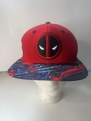 Deadpool Hat Cap Snap Back Red Marvel Comics Embroidered Baseball Adult
