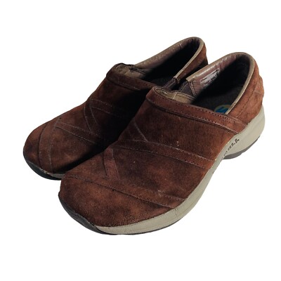 Merrell Clogs Women Sz 7 Slip On Shoes Primo Patches Chestnut Suede Select Grip