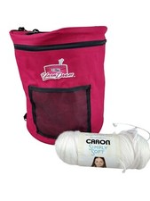 ArtBin Yarn Drum Portable Knitting Poly Canvas Tote Bag Red W/ White Yarn