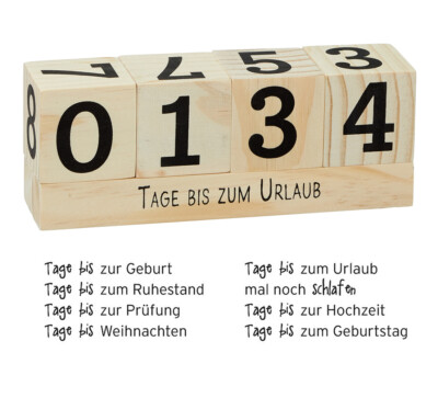 Countdown Würfel aus Holz - Tage bis - Countdown Zähler, Countdown Würfel