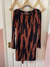 PRINCIPLES Black Brown Patterned Stretchy Bodycon Long Sleeve Dress, Size 16