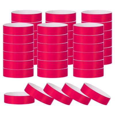 200 Pack Paper Wristbands for Events, Neon Party Concert Wrist Bands Fuchsia