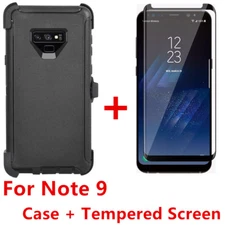 For Samsung Galaxy Note 9 Case w/Screen (Belt Clip Fits Otterbox Defender) Black