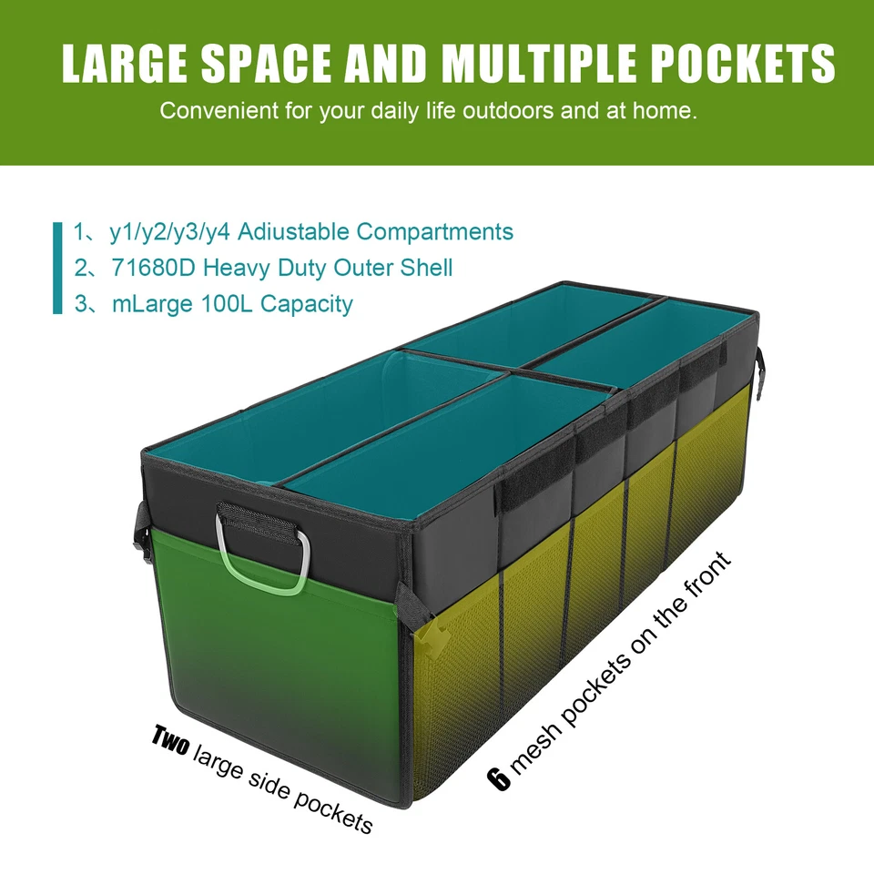 For Nissan Leather SUV Car Rear Trunk Storage Box Organizer Large Bag Foldable - Image 3 of 4