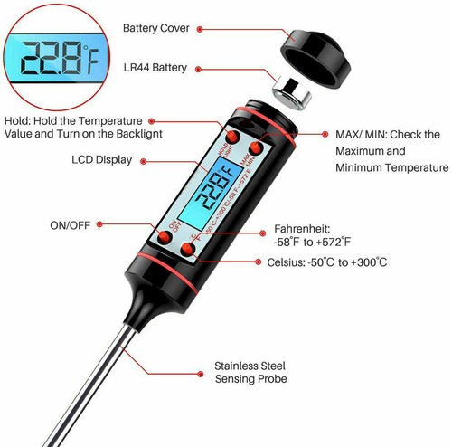 MEAT THERMOMETER DIGITAL FOOD COOKING BBQ TEMPRATURE PROBE KITCHEN BAKING MILK - Picture 2 of 5