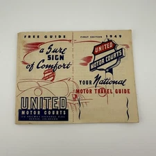 Vintage 1949 United Motor Courts National Travel Guide Booklet USA First Edition