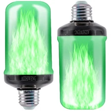 2PCS Green Flame LED Light Bulbs E26 Base 4 Modes Energy Saving for Home Outdoor