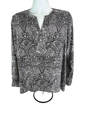 Simply Vera Wang Tunic Blouse Top Women's Roll Tab Sleeve Size