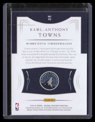 2018-19 Panini National Treasures 43 Karl-Anthony Towns 94/99 | eBay