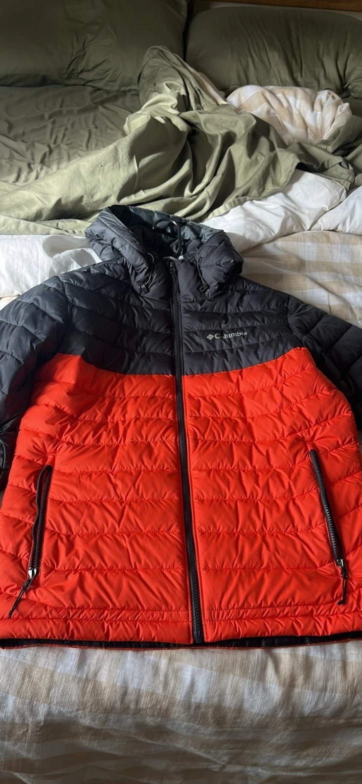 Columbia Men's Puffer Jacket Size M, Orange & Black