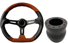 HOLZ SCHWARZ D2 SPORTLENKRAD und Boss Kit für NISSAN 023