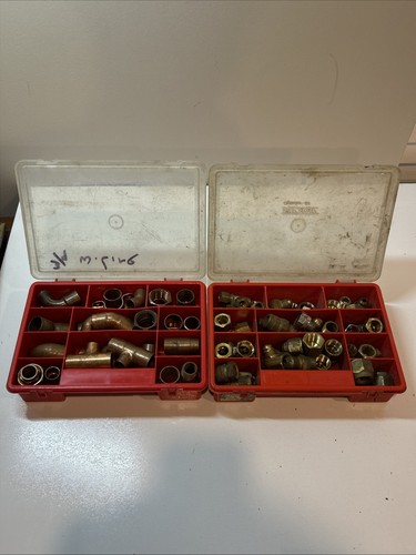 8 Lbs Of Plumber Copper And Brass Fittings 1/2in 3/4in Etc. WITH CASES
