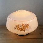 Vintage White Milk Glass Ceiling Light Shade Globe Rose Floral Design 70-80