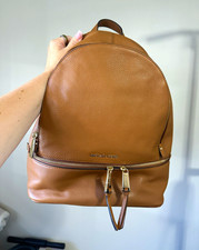 Michael Kors Brown Pebbled Backpack Zip Gold Hardware Adjustable Straps Dust Bag