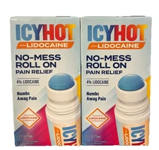 2 - Icy Hot Lidocain No-Mess Pain Relief Roll On 2.5oz  Each 3/2027