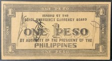 1942 PHILIPPINES-BOHOL EMERGENCY PAPER MONEY - ONE PESO BANKNOTE!