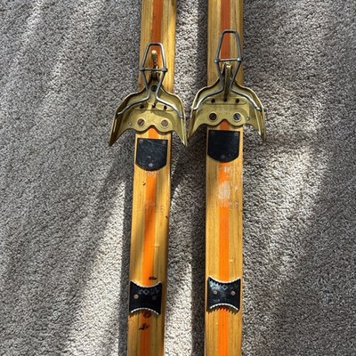 Vintage Eggen Wooden Cross Country Skis 78” Norway Lodge Cabin