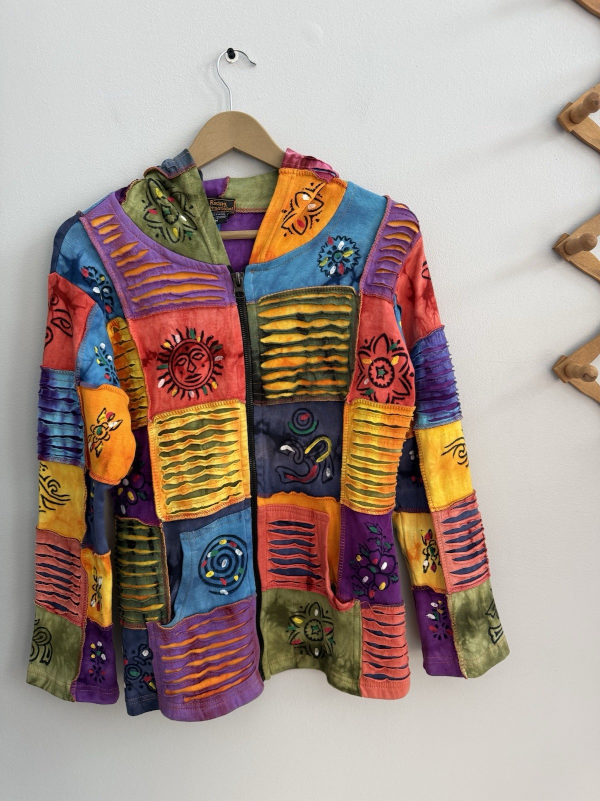 Rising International Full Zip Patchwork Hoodie Dy… - image 10