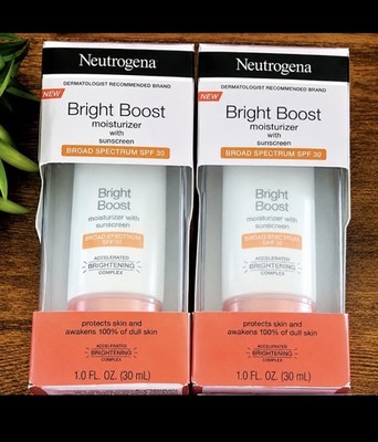 2 Neutrogena Bright Boost SPF 30 Moisturizer 1oz ea See Exp.