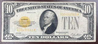 Series of 1928 $10 Gold Certificate F 2400 Circulated