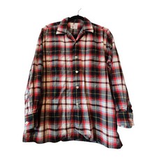 Vintage Viyella Wool Shirt Mens L XL Red Plaid British Beatrice Dress 15-15 1/2