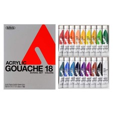 Holbein Acrylic Designer Gouache Set of 18 Opaque Watercolor Paint Tubes 12ml