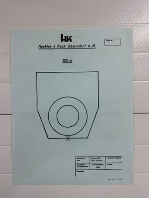 HK rifle test targets, 100 meter, new, reproduction, 17 x 22 inches, 50 each
