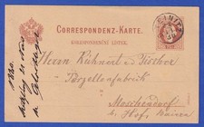 Österreich-Ungarn GA Correspondenz-Karte O B.TEINITZ nach Hof-Moschendorf 1880