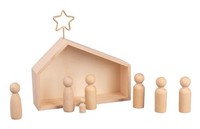 Rayher Holz Krippe Mit Figuren FSC Zertifiziert 22X5.6X21.5 Cm 9-Teilig