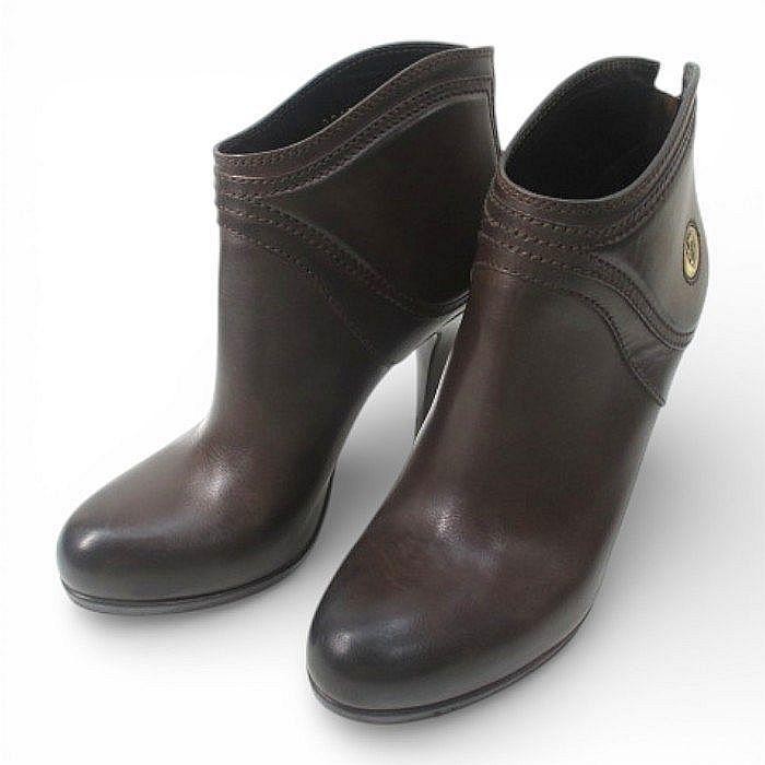 GUCCI Women's Short Round Toe High Heel Leather Boots Size:38/JP:25 141186K Auth