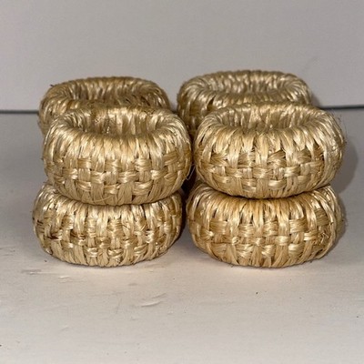 Woven Napkin Rings Set of 6, Neutral Beige, Table Decor, Dinner Party