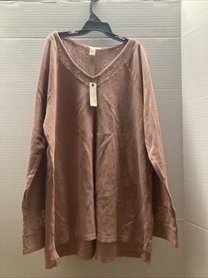 Cupio Long Sleeve Women s V Neck Blouse Rose Color Size Medium NWT