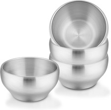 LIANYU Stainless Steel Bowls for Kids, 4 Pack Toddler Bowls 12oz, Double-walled