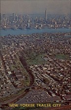 New York City NY Empire State Building Hudson River aerial view  postcard sku219