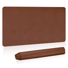 35"x17" Large Desk Mat, PU Leather Dual Side Large Desk Pad, Dark Brown