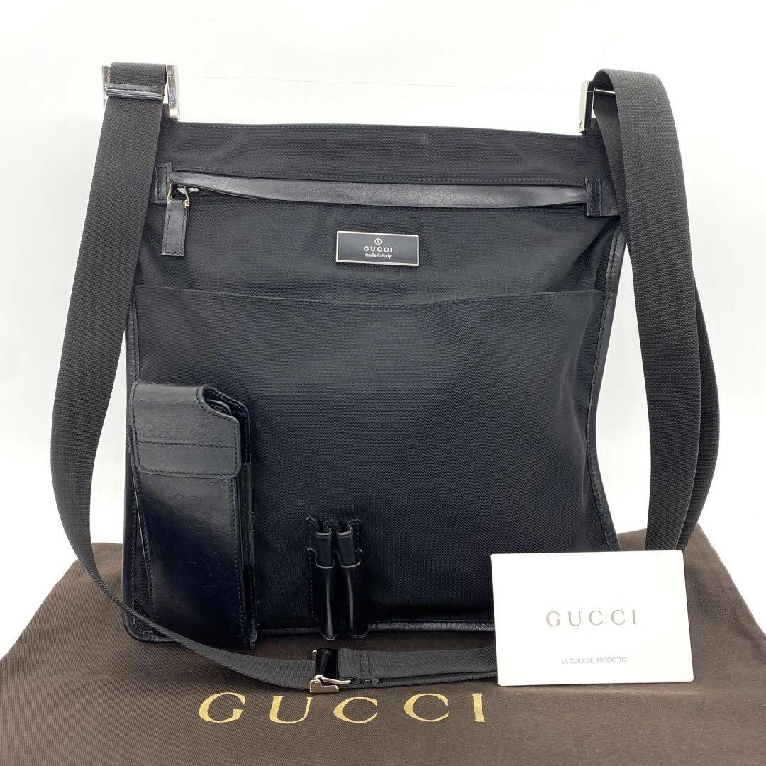 Sac à bandoulière GUCCI noir plat cuir nylon